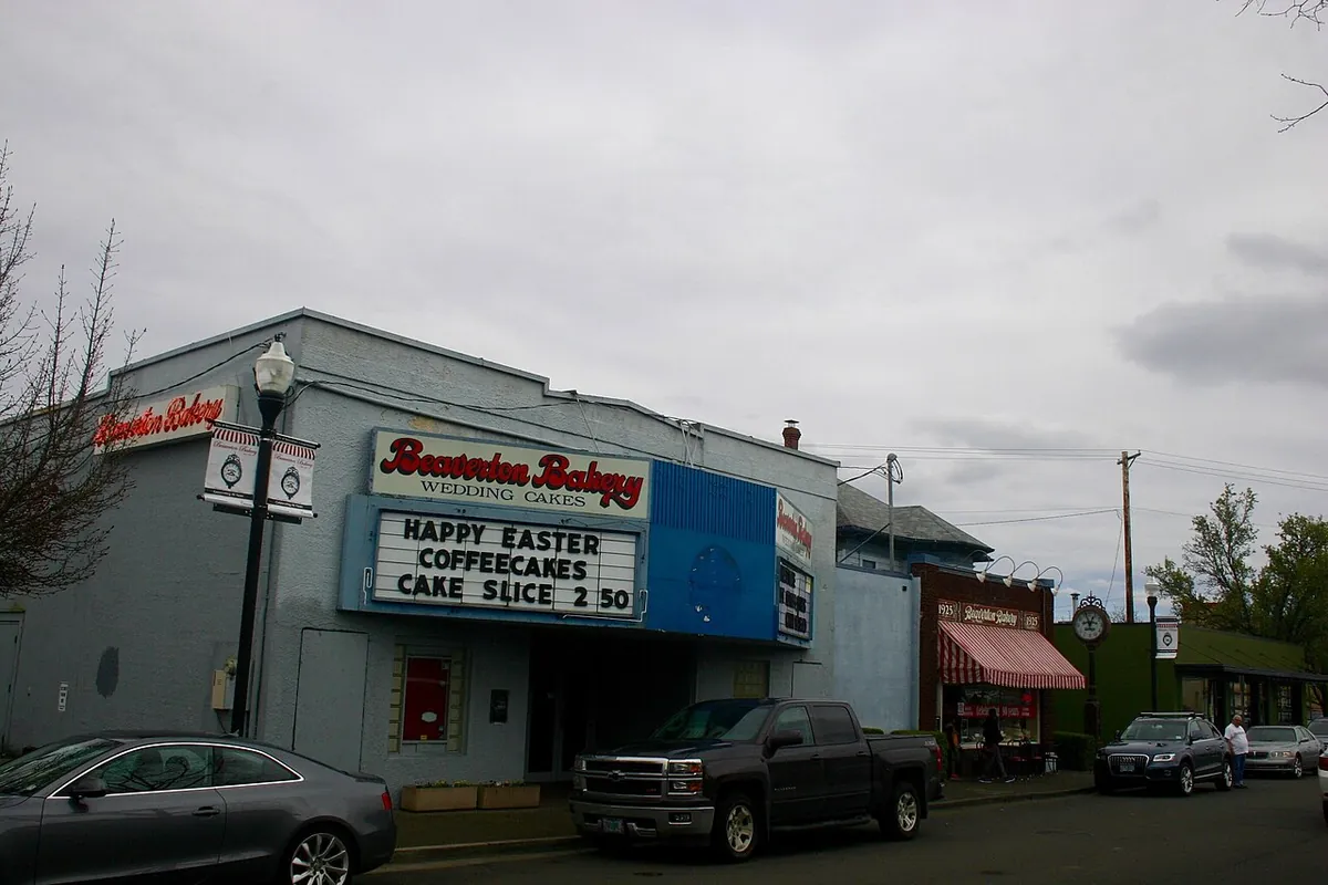 The storefront of the Beaverton Bakery in Beaverton, Oregon